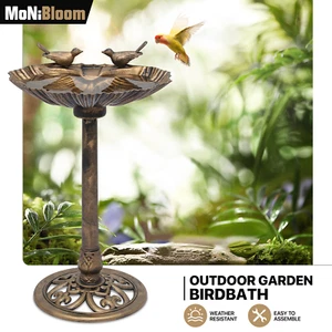 Outdoor Pedestal Solar Pumb Bird Bath Freestanding Bronze Garden Backyard Décor - Picture 1 of 11