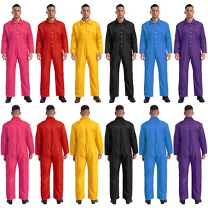 Men's Coveralls With Pockets Turn-down Rompers Work Coverall Worker Jumpsuit - Picture 1 of 46