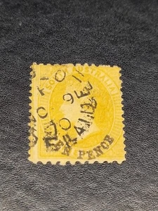 SOUTH AUSTRALIA (SA) QV Stamp 10d on 9d Yellow Black Surcharge. Used - Picture 1 of 8