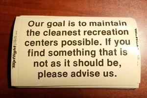 Vintage NOS Brunswick Recreation Centers "Cleanest Possible" decal stickers - Bild 1 von 1