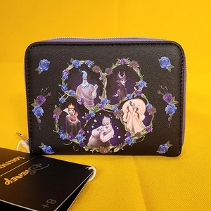 Loungefly Disney Villains Floral Icons Ursula Cruella Evil Queen Zip Wallet - Picture 1 of 12