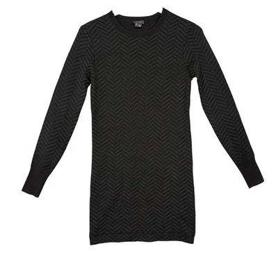 Theory Sweater Dress Womens P Petite Black Virtee Evian Wool Blend Chevron Knit - Image 1 of 4