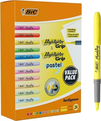 BIC Highlighter, Textmarker, 24er Pack, in verschiedenen Farben inkl. Pastell, m - Bild 1 von 4