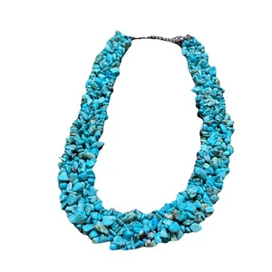 Southwestern Turquoise Chunky Statement Necklace Hangs 10” - Picture 1 of 3