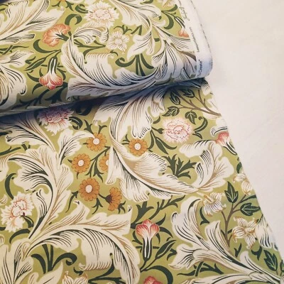 William Morris Leicester Green Quilting Patchwork Cotton Fabric per 50cm - Image 1 of 4