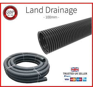 100mm 25m/50m/100m Land French Drainage Perforated Pipe **Cheap Fast Delivery** - Picture 1 of 7