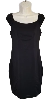 Guess by Marciano Women Size Small Black Sheath Dress Ruched Cap Sleeve Stretch - Image 1 of 4