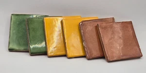 Set of 6 Small 2 Inch Square Semi-Glossy Different Colored Tiles - Picture 1 of 5