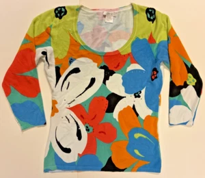 Cache Multicolor Floral Top Pullover Sweater Women’s Small - Picture 1 of 13