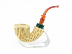 S.Yanik Meerschaum Pipe Lattice Freehand Smoking Pipe, Handcarved Tobacco Pipe - Bild 1 von 9