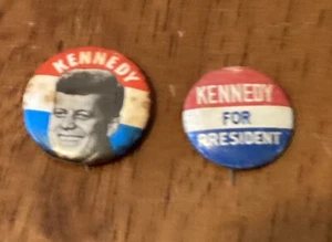 VIntage Lot of 2 Kennedy For President Political Campaign Pins Button Pinback - Picture 1 of 6