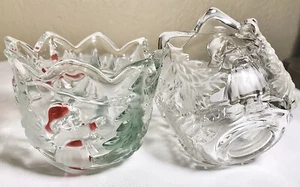 Mikasa Home Beautiful Crystal Candle Holder Christmas Tree Frosted Votive Pair - Picture 1 of 8