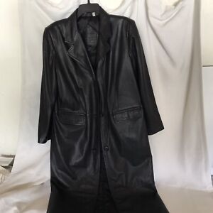womens preston & york lamb skin leather trench coat jacket Large