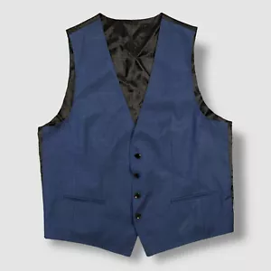 $278 Hugo Boss Men's 44R Blue Slim Fit Wool Tic Weave 4-Button Suit Vest - Picture 1 of 2