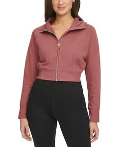 Calvin Klein Zippered Cropped Hoodie Women's L Sedona Ribbed Cuffs And Hem L/S - Picture 1 of 14