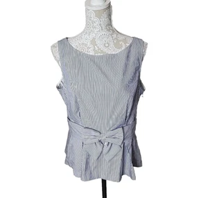 Kate Spade blau gestreift Schößchen Top ärmellos Baumwolle Neu mit Etikett Damen 14 - Bild 1 von 12