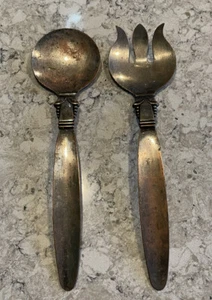 Decorative Silver On Brass Fork And Spoon Set. - Picture 1 of 2