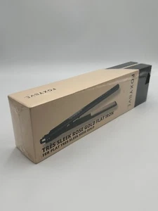 Plancha de pelo FoxyBae Tres elegante oro rosa titanio hierro plano - ¡Nuevo/sellado! - Imagen 1 de 10