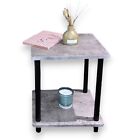 2 Tier Side Table Concrete Effect Top With Shelf Living Room Coffee End Table