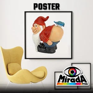 Poster Gnom Zwerg Garden Funny Joke Party Piepmatz Bird Clown Monkey - Bild 1 von 1