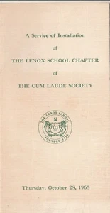 VINTAGE 1965 THE LENOX SCHOOL CHAPTER OF THE CUM LAUDE SOCIETY PROGRAMM - Bild 1 von 3