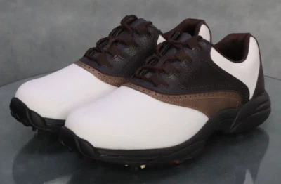 Zapatos de golf FootJoy GrrenJoys Flex Zone para hombre talla 7,5 (W) cuero ancho blanco Foto 1 de 4
