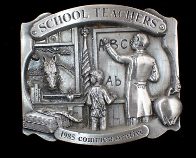 NEAT 1985 SCHOOL TEACHERS COMMEMORATIVE BELT BUCKLE #164/5000 ARROYO GRANDE  - Image 1 of 2