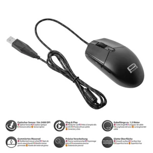 Gaming Maus 2400 DPI / optisch / 1,5m Kabellänge / 5-Tasten Design / Plug & Play - Bild 1 von 8