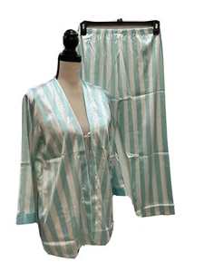 Unbranded 3pc Silky Sleepwear Striped Soft Elastic Waist Size XL - Picture 1 of 12