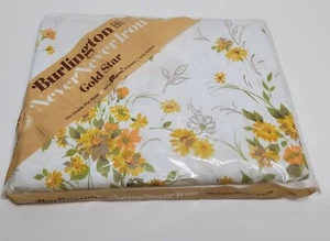 HOJA PLANA DOBLE ESTRELLA DORADA BURLINGTON NUNCA HIERRO VINTAGE 81"X 104" NUEVA - Imagen 1 de 3