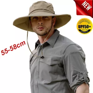 12cm breite Krempe Eimer Sonnenhut Wandern Angeln UV-Schutz Kappe Männer Hut DE - Bild 1 von 18