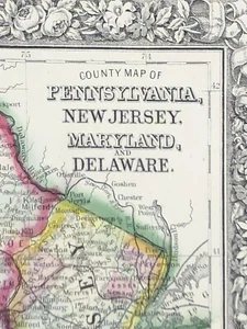 Mitchell's Atlas Penn., New Jersey, Maryland, Delaware, Philadelphia, Baltimore - Picture 1 of 6