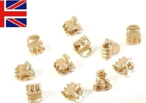 12 mini clips de oro de 1 cm pequeños clips de plástico para el cabello garras pinzas para el cabello Reino Unido - Imagen 1 de 3