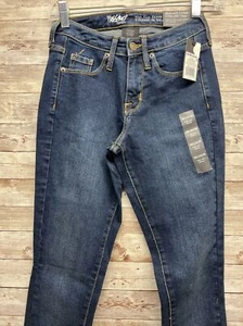 Mossimo High Rise Dark Indigo Opaque Skinny Jeans sz 00 Power Stretch - Picture 1 of 16