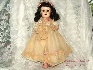 ANTIQUE SIMON & HALBIG SLEEPY EYES OPEN MOUTH VOICE BOX BLACK HAIR 19'' DOLL - Picture 1 of 12