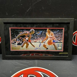 Allen Iverson Autographed Philadelphia 76ers Framed 8x18 Photo MichaelJordan JSA - Picture 1 of 4
