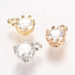 50pcs latón diamante de imitación plana redonda charms Mini colgantes colgantes Artesanía 8.5x5.5mm - Imagen 1 de 2