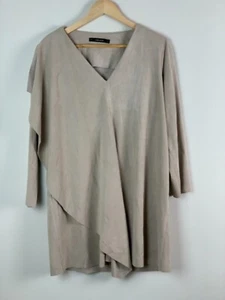 ZARA BASIC NWT $69.95 Women's Top Size XL Tan Layered V-Neck Long Sleeve - Picture 1 of 17