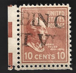 Scott# 815 10c John Tyler with margin - (B-1) creased - Picture 1 of 2