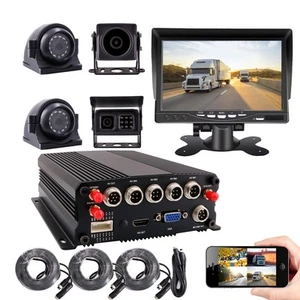1080p 4-Kanal GPS 4G LKW Bus Flotte Auto DVR Videoaufnahme 7" LCD Rückfahrkamera - Bild 1 von 7