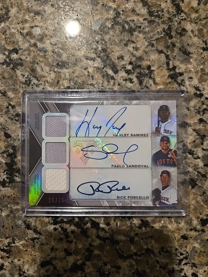 2015 Topps Triple Threads Hanley Ramirez Sandoval Porcello Auto Jersey #20/36 - Image 1 of 2