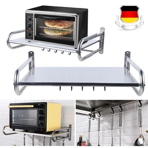 NUOVO supporto da parete per microonde supporto per microonde ripiano con 5 ganci - Foto 1 di 15