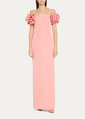 Vestido Carolina Herrera Hombro Descubierto Flor Columna Talla 4 Foto 1 de 2