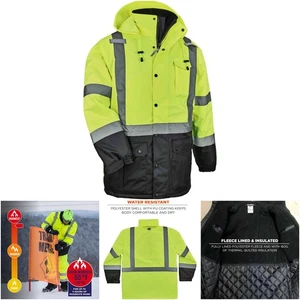 Warnschutz reflektierende limette Winter Sicherheitsjacke isoliert Parka X-Large - Bild 1 von 8