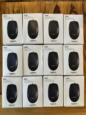 Lot  of 12!! NEW Logitech B100 Optical USB Standard Mouse Corded - Image 1 of 2
