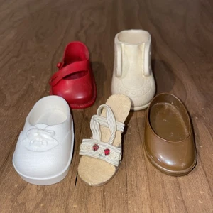 Lot 5 Single Vintage Doll Shoes Baby Lady - Picture 1 of 11