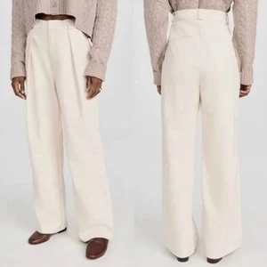 Mother High Waisted Egret Tunnel Vision Pleated Prep Faux Leather Pants - Picture 1 of 7