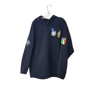 Sudadera con capucha de fútbol vintage Juventus azul marino con parches bordados talla grande - Imagen 1 de 5