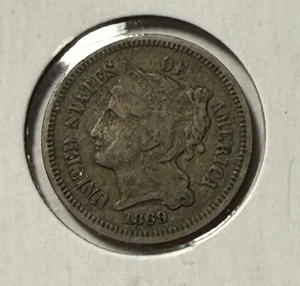 1869 three cent nickel - Picture 1 of 2