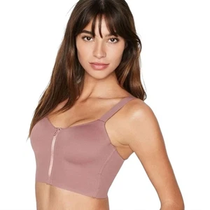 Sujetador Deportivo Victorias Secret 34DD Knockout Línea Larga Cierre Frontal Cremallera Rosa Nuevo - Imagen 1 de 9